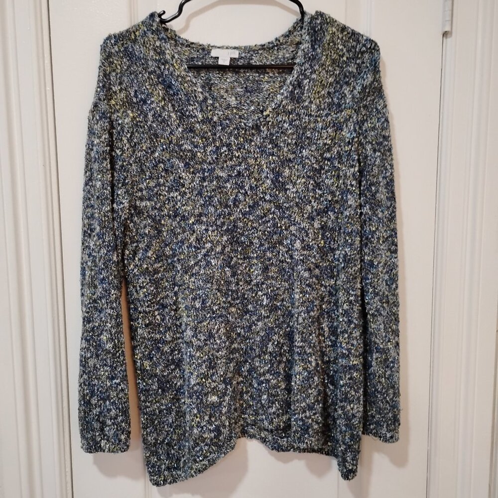 J. Jill Women's Blue Blend Chenille Pullover Knit Sweater Size Medium